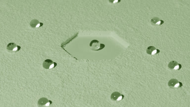 Pale Green Powder Surface with Hexagonal Imprint and Light