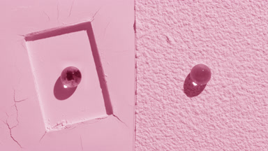 Light Pink Powder Surface with Hydrogel Spheres, moving Shadows
