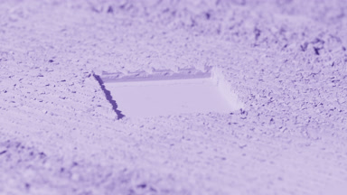 Violet Powder Surface with Square Imprint and Vivid Shadows