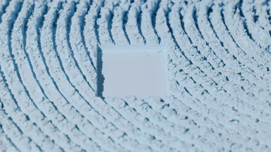 Vertical Crane Shot of Pale Blue Powder with Rectangle Impress