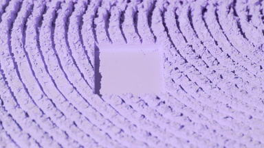 Arc Shot of Violet Powder with Clear Rectangular Mark