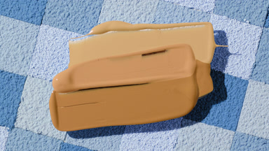 Smeared Foundation on Blue Mosaic Background