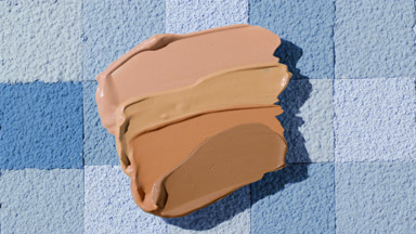 Dynamic Shadows of Foundation on Blue Mosaic Surface