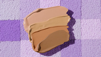 Moving Shadows of Foundation on Violet Tiled Background