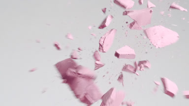 Macro Slow-Motion Pink Powder Collision on Grey Background