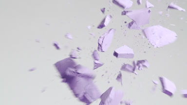 Violet Powder Collision in Slow Motion on Grey Backdrop