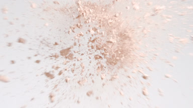 High-Magnification Beige Powder Collision on Stone-Grey