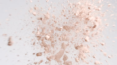 Beige Powder Collision in Extreme Slow Motion on Grey