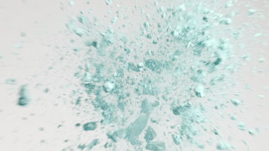 Cyan Pressed Powders Colliding in Slow Motion