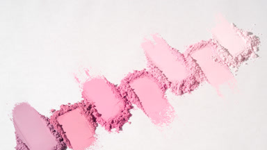 Vertical Arc of Seven Pale to Pink Powder Smears