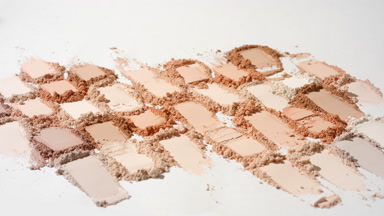 Curved Shot of Skin Tone Powder Mosaic with Dynamic Shadows
