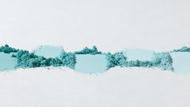 Cyan Loose Powder Smears with Dynamic Shadows in Close-Up