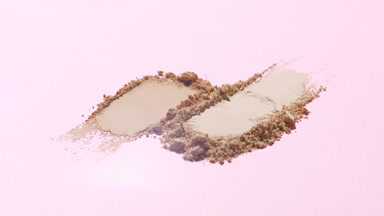 Beige Powder Smears on Pastel Pink with Evolving Shadows