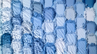 Water Splashing on Blue Powder Heaps