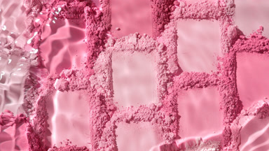 Close-Up Water Stream on Pink and Rose Powder