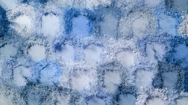 Vivid Blue Powder Smears in Slow Motion