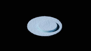 Blue Powder with Directional Shadows on Black Background