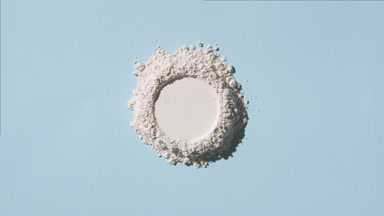Top Perspective of Round Imprinted White Powder