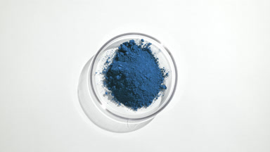 Overhead Shot of Blue Powder in Petri Dish