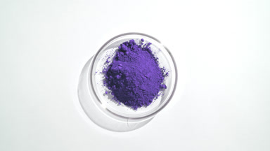 Top View of Violet Powder in Petri Dish