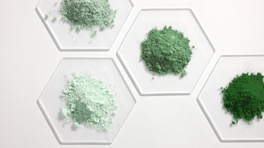 Aerial Perspective of Green Cosmetic Powders on Glass