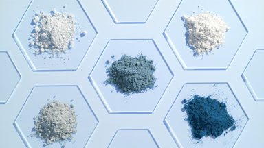Top View of Blue Powder Shades on Light Blue Glass