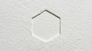 Sifted White Powder with Hexagonal Imprint and Shifting Light