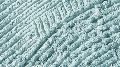 Pale Cyan Powder Surface with Furrows and Dynamic Shadows
