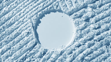Pale Blue Powder Surface with Intersected Furrows and Shadows