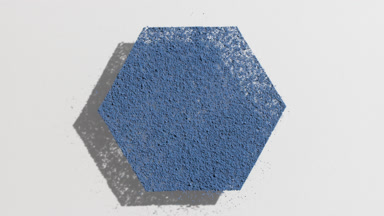 Moving Shadows of Hexagonal Blue Powder on Light Gray