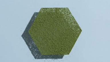 Dynamic Green Hexagon Powder Shadow on Baby Blue Surface