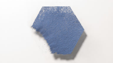 Blue Hexagon Powder Displaced by Air on Light Grey Background