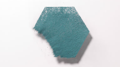 Pale Cyan Hexagon Powder Blown Away on Light Grey Surface