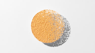 Yellow Powder Circle Projecting Moving Shadow on Light Grey