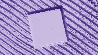 Violet Powder Surface with Square Imprint and Dynamic Shadows