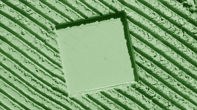 Pale Green Powder Surface with Square Contour Imprint and Light