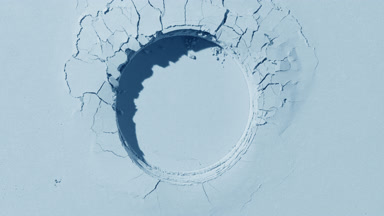Pale Blue Powder Surface with Circular Mark and Dynamic Shadows