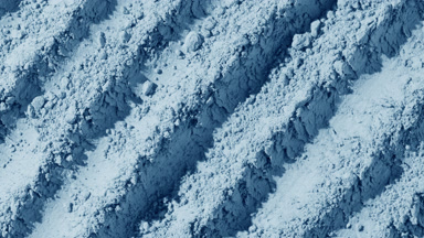 Illuminated Pale Blue Powder Furrows with Dynamic Shadows