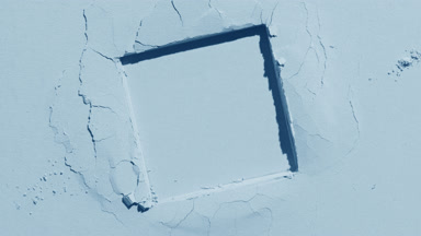 Pale Blue Powder Layer with Square Imprint and Shadows