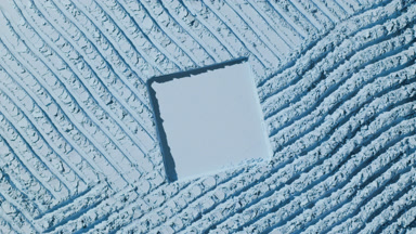Above View of Pale Blue Powder with Square Outline