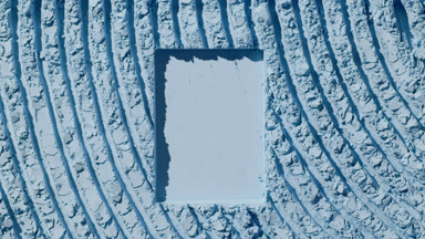 Pale Blue Powder Furrows with Rectangular Imprint and Shadows