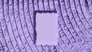 Dynamic Overhead Shot of Violet Powder with Rectangular Imprint