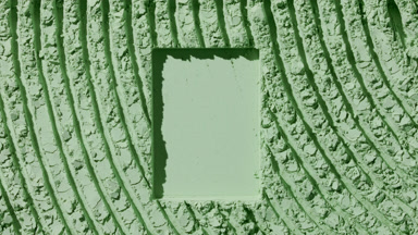 Aerial View of Pale Green Powder with Rectangular Imprint