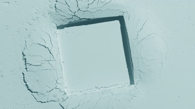 Pale Cyan Powder Surface with Square Imprint and Shadows