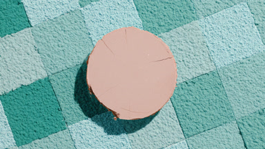 Beige Powder Shadow on Cyan Tiled Mosaic Background