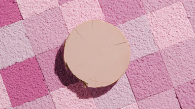 Beige Powder Casting Shadow on Pink Square Mosaic