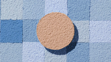 Beige Sifted Powder Over Blue Mosaic Texture
