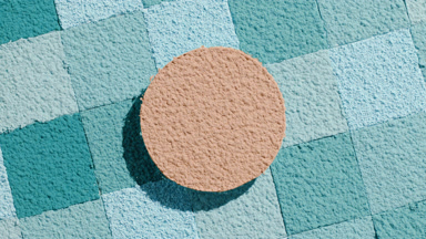 Beige Sifted Powder on Cyan Tiled Background