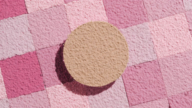 Beige Sifted Powder on Pink Mosaic Art Surface