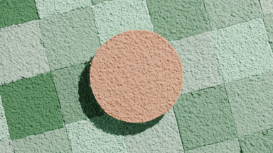 Beige Sifted Powder on Green Mosaic Arrangement